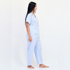 Flora By Flora Nikrooz EUC Blue White Stripe Cotton Pajamas Sz XL